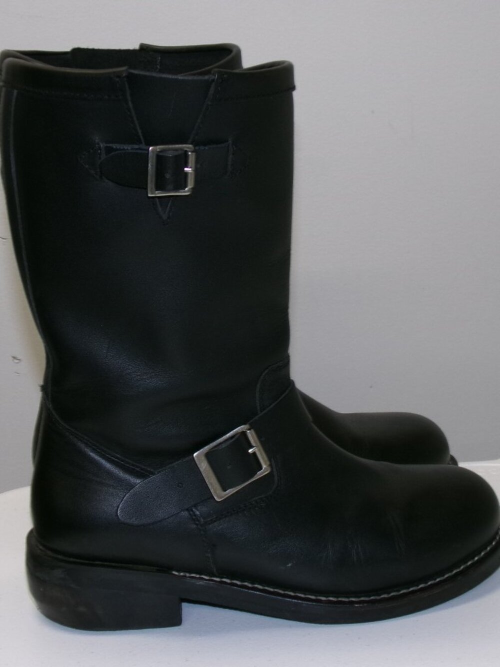 Cody James Engineer Motorcycle Boots Black Leather Buckle Pull On Mens Sz 10.5 M